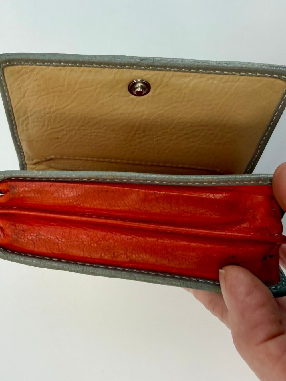 Balenciaga Bazaar Small Leather Wallet - Orange, White, Grey Beige Paper Leather - Picture 8 of 13